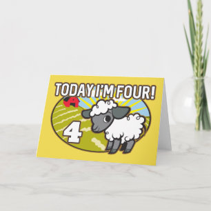 Cartão O 4º aniversário do garoto hoje eu sou quatro! Lâm