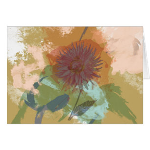 Cartão O abstrato floral do meio século cora ouro verde