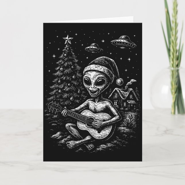 Cartão O Alien Ama o Natal  (Frente)