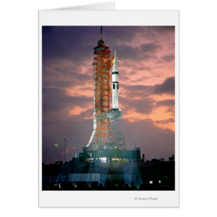 Cartão O amanhecer parte atrás do ASTP Saturn IB CDDT