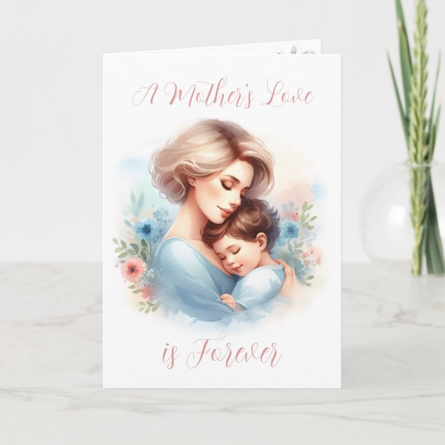 Cartão O amor de uma mãe em aquarela Dia das Mães (Frente)