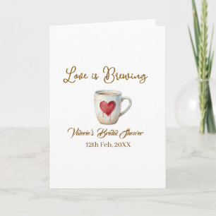 Cartão O amor está preparando caneca de café branca prese