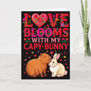 Cartão O Amor Floresce Capivara Coelho Dia dos Namorados