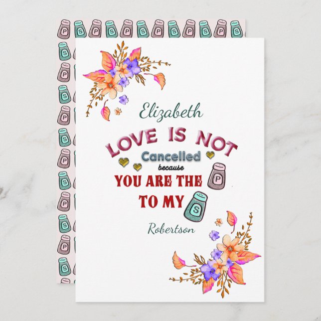 Cartão O Amor Não É Cancelado Meu Pimenta Seu Sal Persona (Frente/Verso)