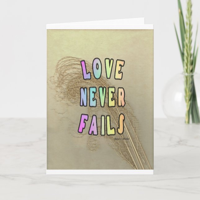 Cartão O amor nunca falha, Notecard (Frente)