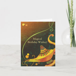 Cartão O Aniversário da Lâmpada do Genie deseja