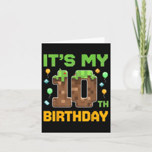 Cartão O Aniversário É O Meu 10º Aniversário Gamer Pixel 