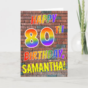 Cartão O arco-íris inspirado grafites olha o ANIVERSÁRI