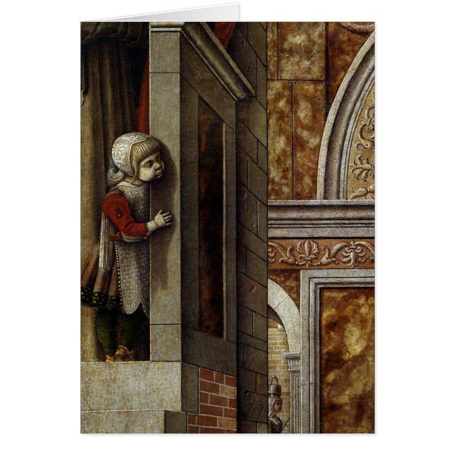 Cartão O aviso com St. Emidius, 1486 (Frente)