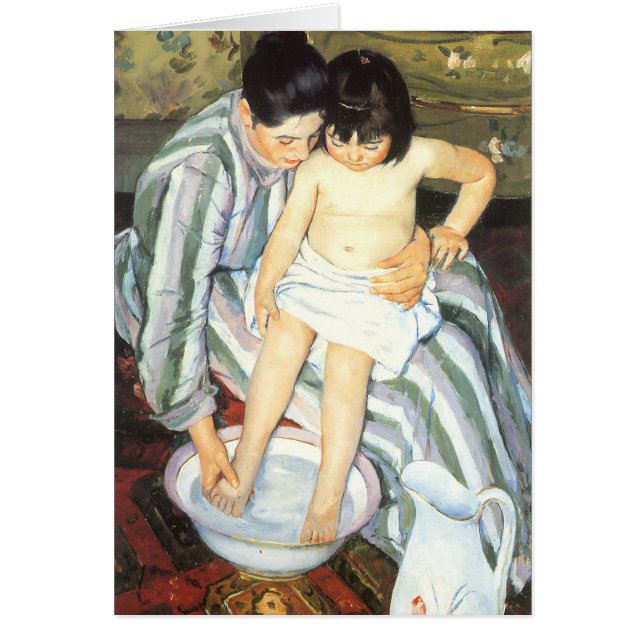 Cartão O Banho de Criança por Mary Cassatt Impressionismo (Frente)