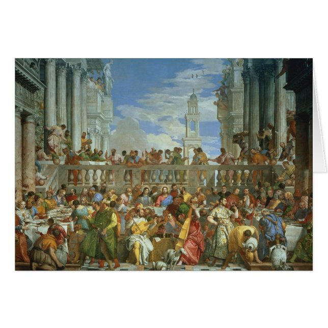 Cartão O banquete do casamento em Cana, c.1562 (óleo em (Frente Horizontal)