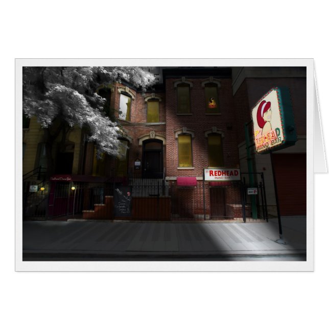 Cartão O Bar de Piano RedHead (Frente horizontal)