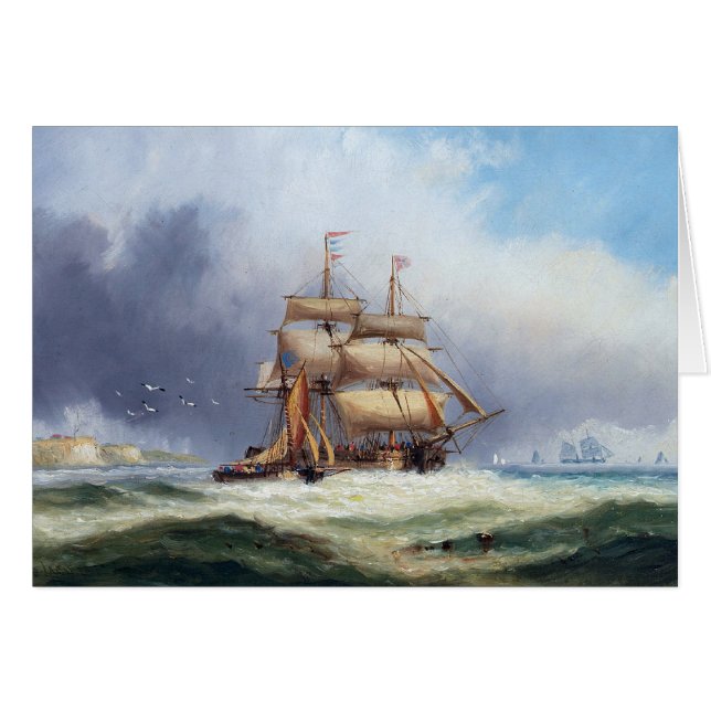 Cartão O barco piloto da Ilha de Wright, 1887 (Frente Horizontal)