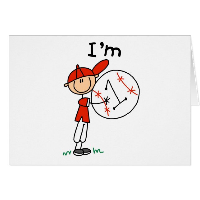 Cartão O basebol do menino eu sou 1 (Frente Horizontal)