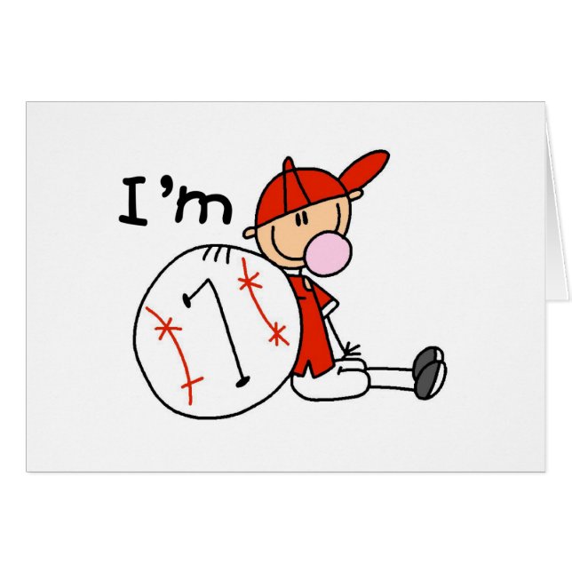 Cartão O basebol do menino eu sou 7 (Frente Horizontal)
