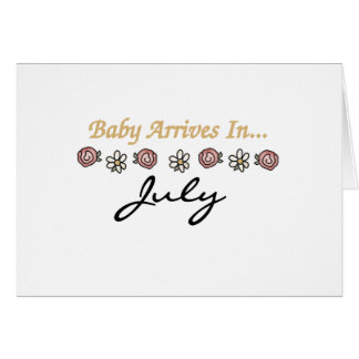 Cartão O bebê chega em julho