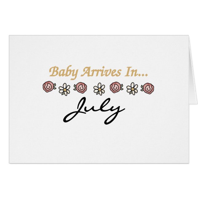 Cartão O bebê chega em julho (Frente Horizontal)