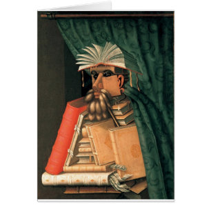 Cartão O bibliotecário de Giuseppe Arcimboldo