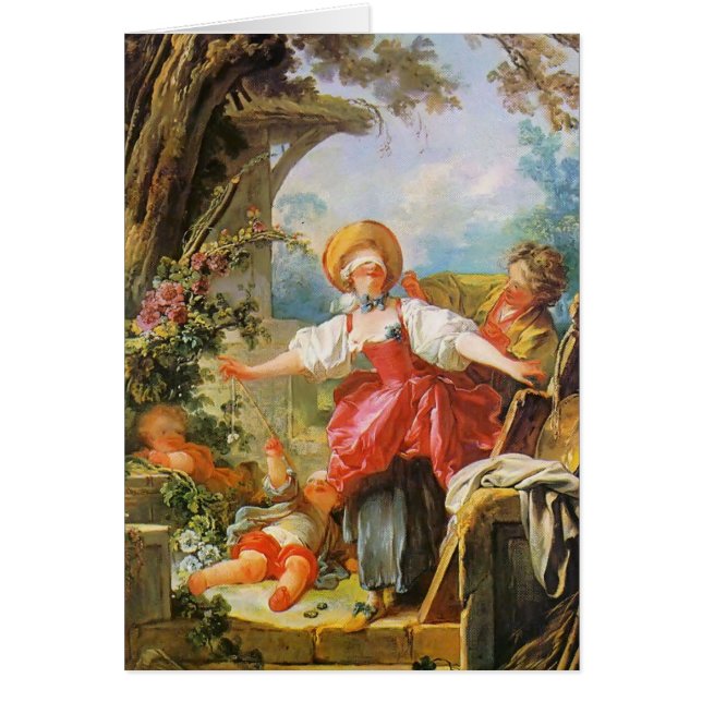 Cartão O blefe de homem cego de Jean-Honore Fragonard- (Frente)