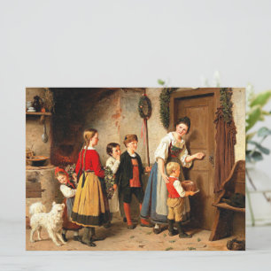 Cartão O Bolo de Aniversário, pintura de arte vintage.