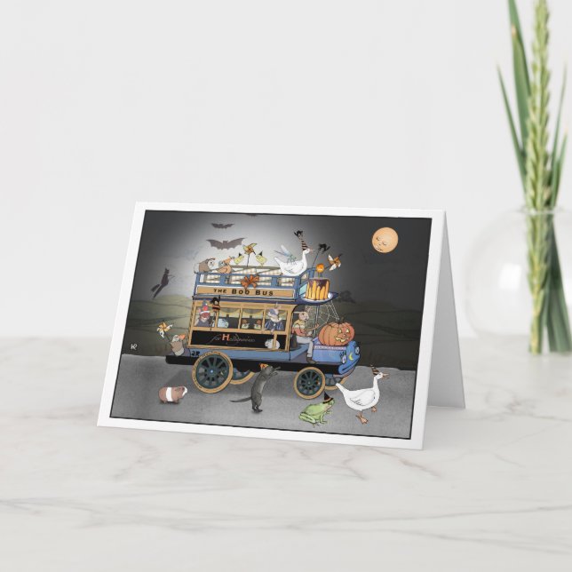 Cartão O Boo de Halloween! Barramento (Frente)