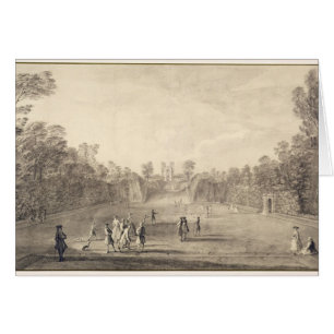 Cartão O Bowling Green em Claremont, 1738 (gravura)
