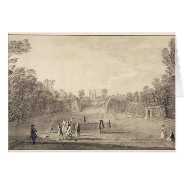 Cartão O Bowling Green em Claremont, 1738 (gravura) (Frente Horizontal)