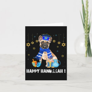 Cartão O Bulldog Francês Menorah Hat Happy Chanukah Hanuk