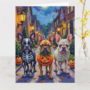 Cartão O Bulldog Francês Trick-or-Tratating Halloween Cos
