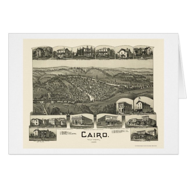 Cartão O Cairo, mapa panorâmico de WV - 1899 (Frente Horizontal)
