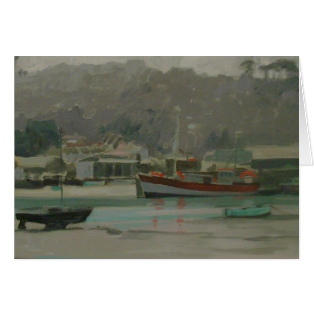 Cartão O cais do pescador cinzento do dia (Frente Horizontal)