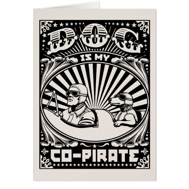 Cartão O cão é meu Co-Pirata (Frente)