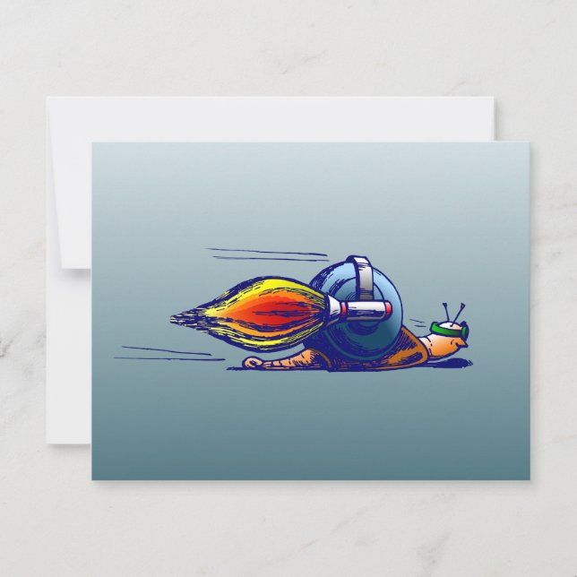 Cartão O Caracol Fantástico com uma Jetpack (Frente)
