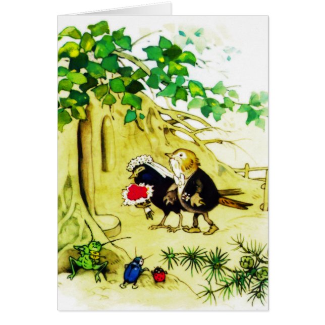 Cartão O casamento do pássaro (Frente)