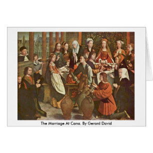 Cartão O casamento em Cana. Por Gerard David