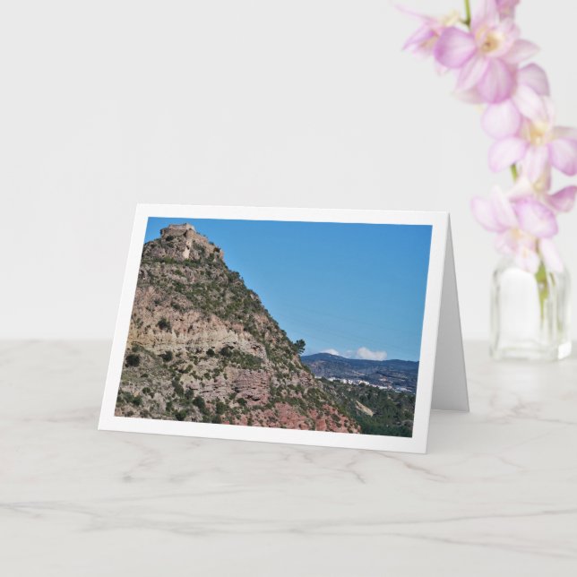 Cartão O Castelo do Antigo Domeño, Valência, Espanha (Orquídea)