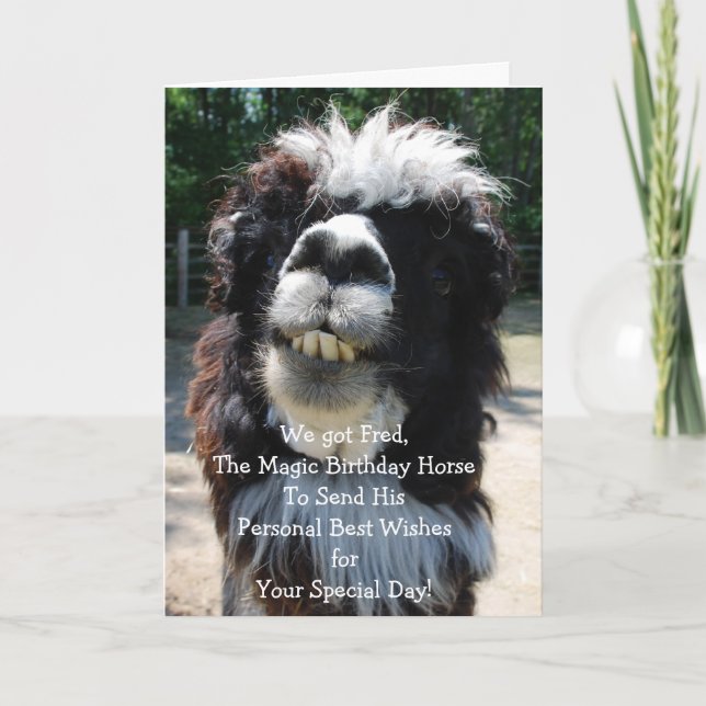 Cartão O Cavalo de Aniversário Mágico (Frente)