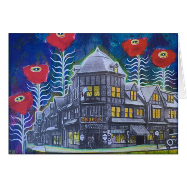 Cartão O centro de Swarthmore com papoilas inclui o (Frente Horizontal)