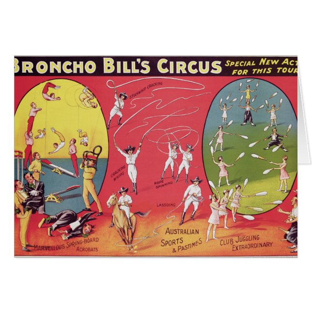 Cartão O circo de Bill do Broncho, Birmingham c.1890-1910 (Frente Horizontal)
