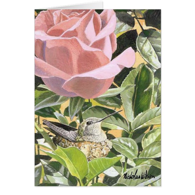 Cartão O colibri & aumentou "MAMÃ PEQUENA " (Frente)