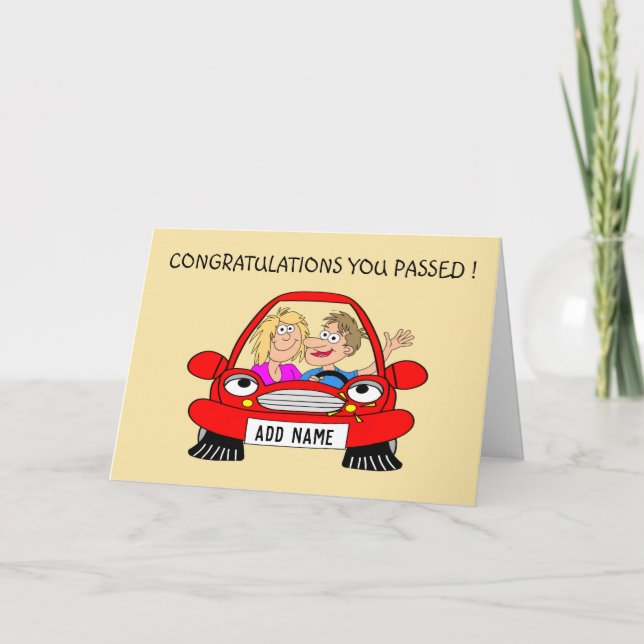 Cartão O condutor masculino passou no teste de condução (Frente)