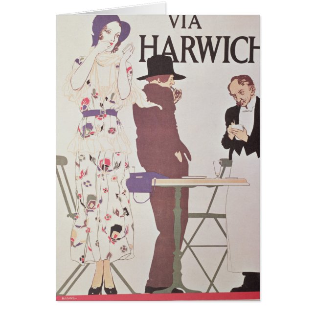 Cartão O continente através de Harwich (Frente)