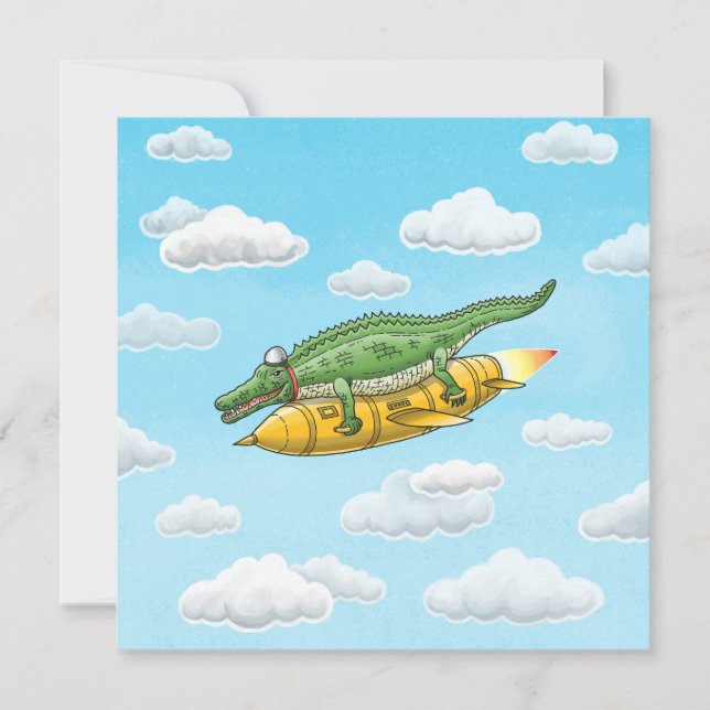Cartão O Crocodilo Foguete (Frente)