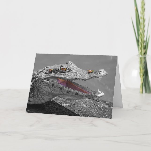 Cartão O crocodilo sorridente e as moscas (Frente)