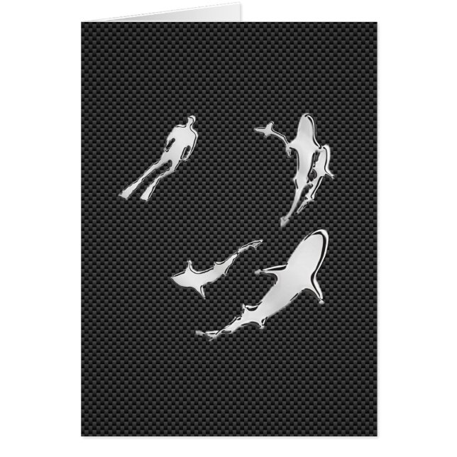 Cartão O cromo gosta do mergulhador com os tubarões na (Frente)