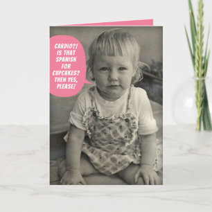 Cartão O Cute Vintage Photo-Cardio é espanhol para Cupca