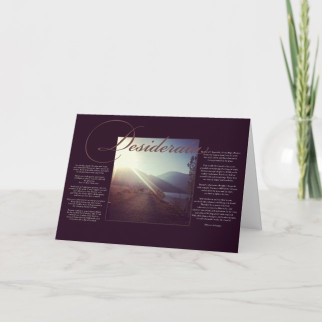 Cartão O Desiderata | Poema Inspirador sobre a Vida (Frente)