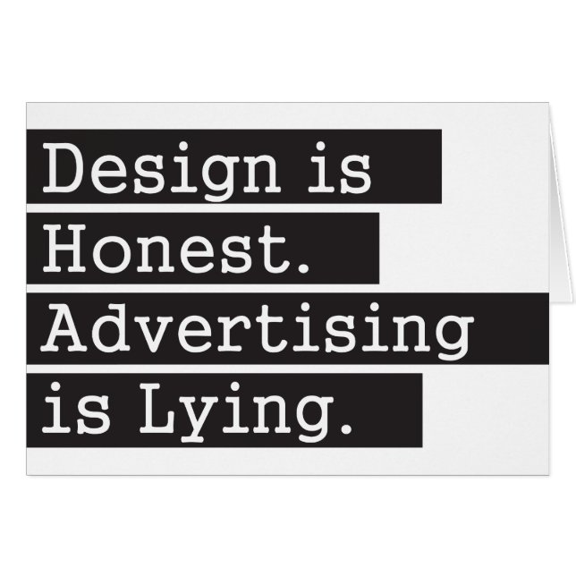 Cartão O design é honesto - preto (Frente Horizontal)