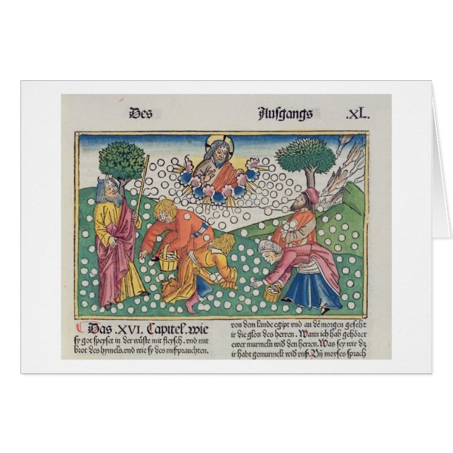 Cartão O deus 13-22 do êxodo 16 fornece codorniz e maná (Frente Horizontal)