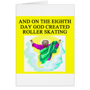 Cartão o deus criou a patinagem de rolo